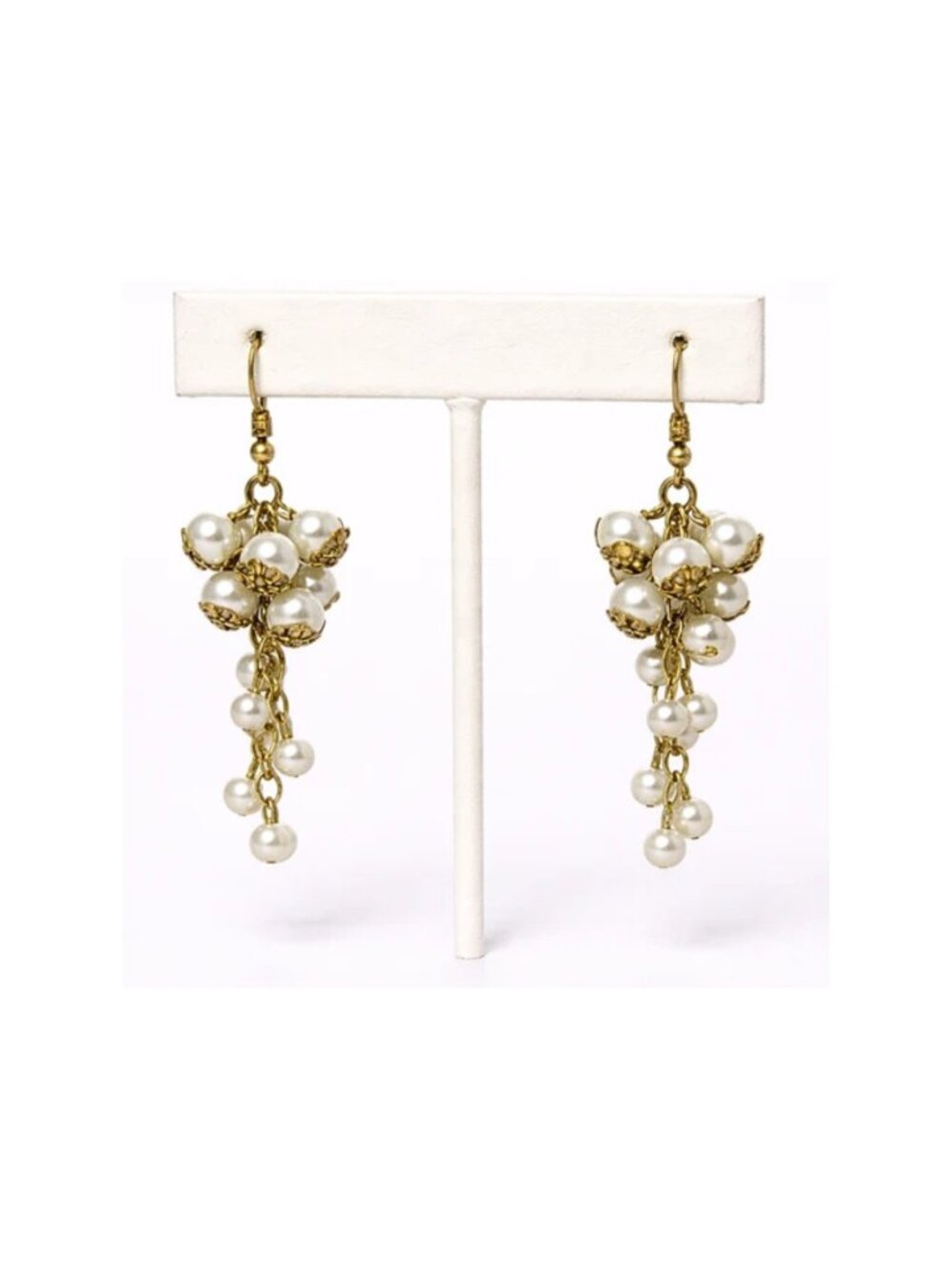 Handmade Ivory Pearl Cluster Dangle Earrings
